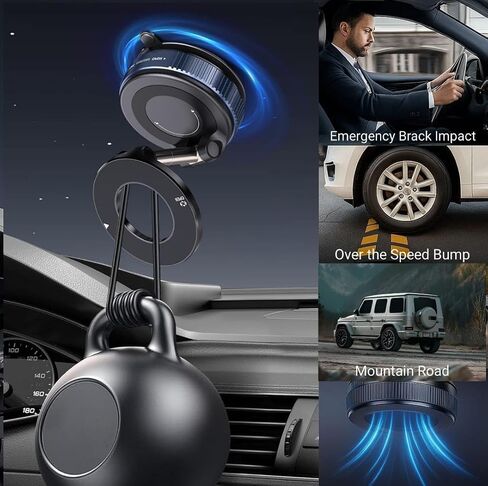 Magnetic Mount Holder, Vacuum Phone Mount for Car, iPhone Car Phone Holder, 360° Ultra Suction. Car. Gym. Mirror. Vacuum Magnetic Phone Holder, Compatible with iPhone Android and All Smartphones in Saudi Arabia