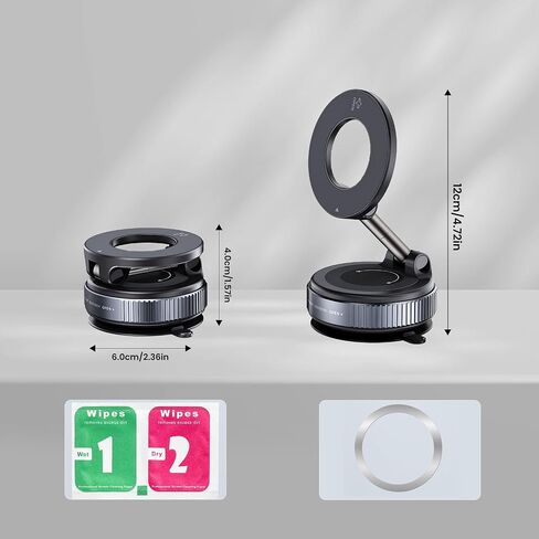 Magnetic Mount Holder, Vacuum Phone Mount for Car, iPhone Car Phone Holder, 360° Ultra Suction. Car. Gym. Mirror. Vacuum Magnetic Phone Holder, Compatible with iPhone Android and All Smartphones in Saudi Arabia