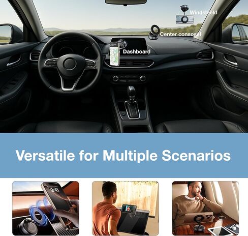 Magnetic Mount Holder, Vacuum Phone Mount for Car, iPhone Car Phone Holder, 360° Ultra Suction. Car. Gym. Mirror. Vacuum Magnetic Phone Holder, Compatible with iPhone Android and All Smartphones in Saudi Arabia