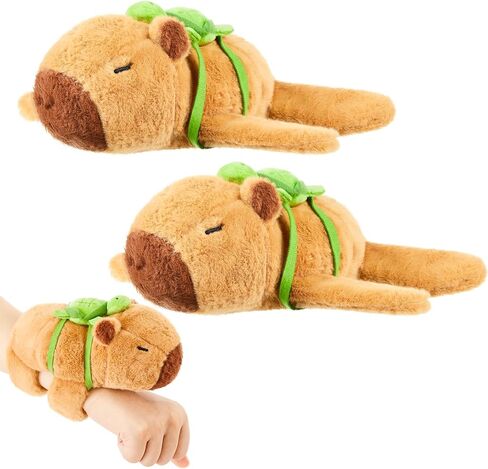 Simgoing 2 Pcs Animal Slap Bracelets Stuffed Animal Capybara Huggers Slap Bracelets 8.5'' Capybara Plush Toy Wrist Stuffed Animal Slap Band for Kids Birthday Party Favor Supply Gift in Kuwait