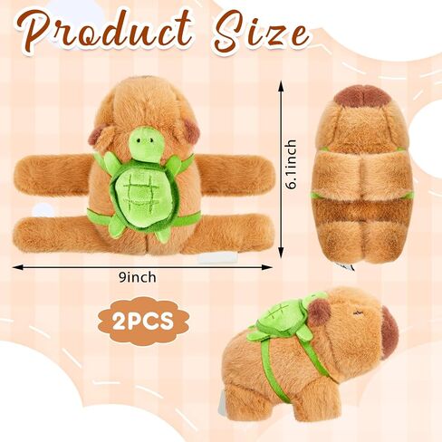 Simgoing 2 Pcs Animal Slap Bracelets Stuffed Animal Capybara Huggers Slap Bracelets 8.5'' Capybara Plush Toy Wrist Stuffed Animal Slap Band for Kids Birthday Party Favor Supply Gift in Kuwait