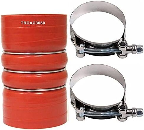 مجموعة خرطوم مبرد الهواء من TORQUE مكونة من قطعتين من السيليكون CAC مقاس 3 1/2 بوصة × 6 3/8 بوصة مع مجموعة مشابك شد ثابتة، توربو معرف 3.5 بوصة، مجموعة خرطوم مدخل الهواء والمبرد الداخلي تحل محل 20550690 لشركة فولفو وماك in Saudi Arabia