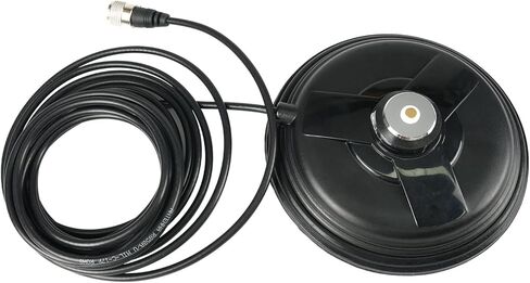 Retevis Mobile Antenna Magnetic Mount Base with NMO Connector,Mobile Radio Antenna Base with 16.4ft Coaxial Cable, SL16.J,150mm Diameter Magnetic Base, Compatible with Midland Cobra Radio(1 Pack) in Saudi Arabia