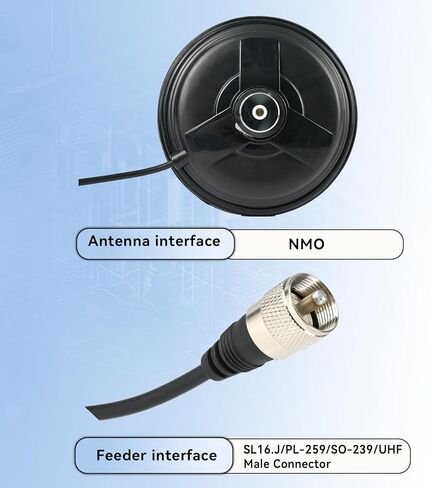 Retevis Mobile Antenna Magnetic Mount Base with NMO Connector,Mobile Radio Antenna Base with 16.4ft Coaxial Cable, SL16.J,150mm Diameter Magnetic Base, Compatible with Midland Cobra Radio(1 Pack) in Saudi Arabia
