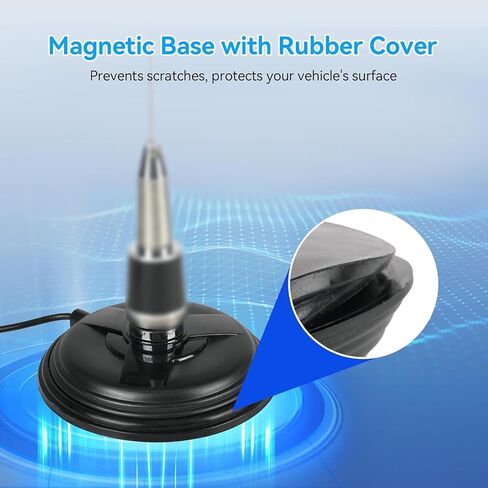 Retevis Mobile Antenna Magnetic Mount Base with NMO Connector,Mobile Radio Antenna Base with 16.4ft Coaxial Cable, SL16.J,150mm Diameter Magnetic Base, Compatible with Midland Cobra Radio(1 Pack) in Saudi Arabia
