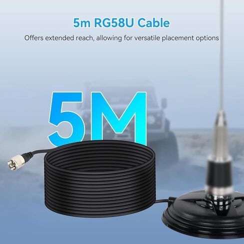 Retevis Mobile Antenna Magnetic Mount Base with NMO Connector,Mobile Radio Antenna Base with 16.4ft Coaxial Cable, SL16.J,150mm Diameter Magnetic Base, Compatible with Midland Cobra Radio(1 Pack) in Saudi Arabia
