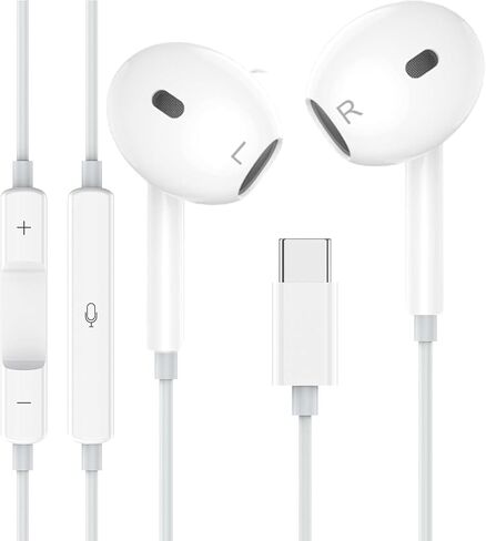 سماعات USB C Wired لـ iPhone 16/15 Pro Max Plus ، نوع C -earbuds مع تقليل Nosie Control Control ، وسماعات الأذن Hifi stere مع iPhone/Android/Galaxy/iPad （White） in Saudi Arabia