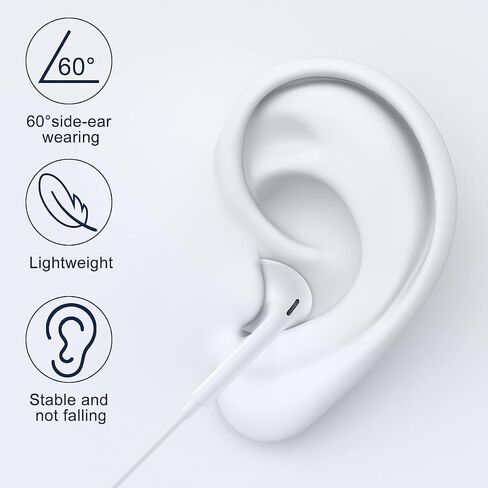 سماعات USB C Wired لـ iPhone 16/15 Pro Max Plus ، نوع C -earbuds مع تقليل Nosie Control Control ، وسماعات الأذن Hifi stere مع iPhone/Android/Galaxy/iPad （White） in Saudi Arabia