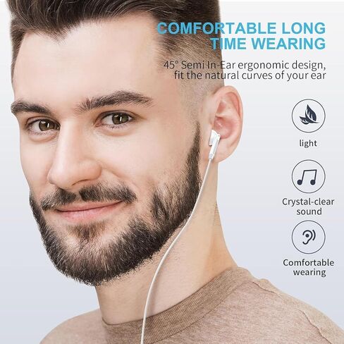 سماعات USB C Wired لـ iPhone 16/15 Pro Max Plus ، نوع C -earbuds مع تقليل Nosie Control Control ، وسماعات الأذن Hifi stere مع iPhone/Android/Galaxy/iPad （White） in Saudi Arabia