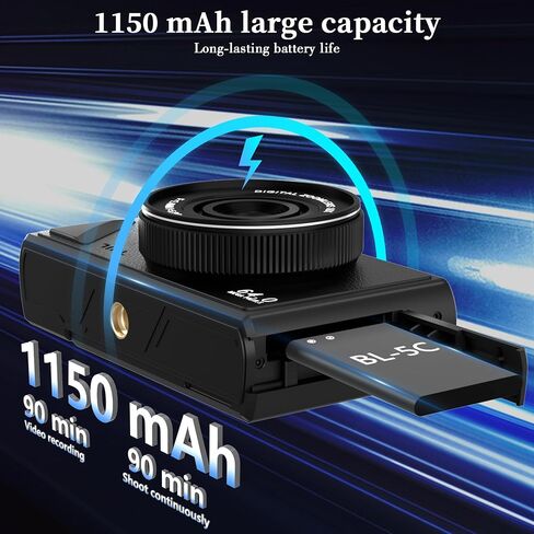 كاميرات رقمية 4K للتصوير الفوتوغرافي: 64 MP 18x Zoom Point Compact Point و SHOOT Cameras Cameras for YouTube مع شاشة 3 بوصة 180 درجة وبطاقة 32 جيجابايت للبالغين المراهقين المبتدئين الأسود in Kuwait