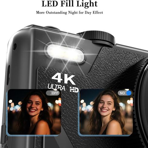 كاميرات رقمية 4K للتصوير الفوتوغرافي: 64 MP 18x Zoom Point Compact Point و SHOOT Cameras Cameras for YouTube مع شاشة 3 بوصة 180 درجة وبطاقة 32 جيجابايت للبالغين المراهقين المبتدئين الأسود in Kuwait