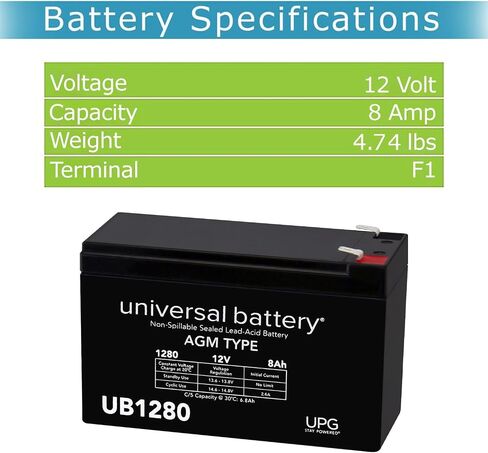 وحدة البطارية UB1280 -ER 8000 مللي أمبير - 12 فولت DC - حمض الرصاص المختوم in Saudi Arabia