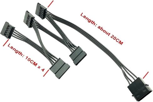 H1111Z 4pin IDE 1 to 5 SATA 15Pin Hard Drive Power Supply Splitter Cable Cord for DIY PC Sever 4-pin to 15-pin Power 60CM(IDE to 5 SATA) in Saudi Arabia