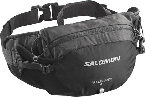حزام Salomon Trailblazer ، 4L حزمة الخصر المشي لمسافات طويلة خفيفة الوزن للرجال والنساء ، تخزين حزام الفخذ للرحلات وركوب الدراجات والمشي في الهواء الطلق - أسود/سبيكة - NS in Saudi Arabia
