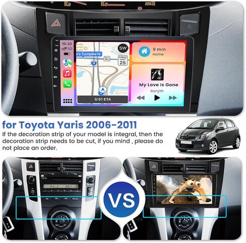 [4G+64G] Car Stereo for Toyota Yaris 2006-2011 with Wireless Carplay Android Auto, 9 Inch HD Touchscreen for Yaris with GPS WiFi Bluetooth FM/RDS Radio EQ Mirror Link SWC Backup Camera MIC in Saudi Arabia