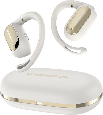 Monster Open Ear AC322, Bluetooth 5.4 Headset, 36H Battery Life, IPX5 Waterproof, Clear Communication, Ergonomic Design, Ear Angle Adjustable, Not Easy to Fall Off Wireless Bluetooth Headset.White in Saudi Arabia