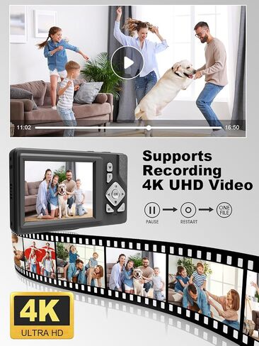 الكاميرا الرقمية-48 ميجابكسل ، FHD 1080p ، 18x Dig Zoom ، Anti-Shake ، 2.83 "LCD ، بطاقة 32 جيجابايت. كاميرا مدونة ، محمولة للسفر. in Saudi Arabia