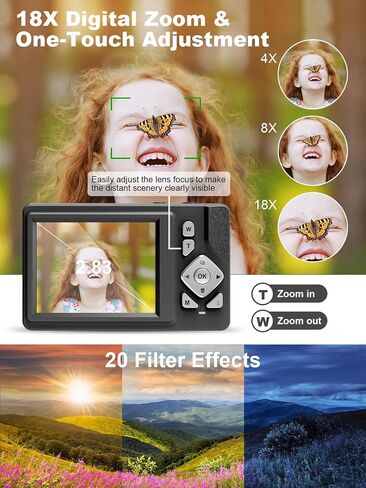 الكاميرا الرقمية-48 ميجابكسل ، FHD 1080p ، 18x Dig Zoom ، Anti-Shake ، 2.83 "LCD ، بطاقة 32 جيجابايت. كاميرا مدونة ، محمولة للسفر. in Saudi Arabia