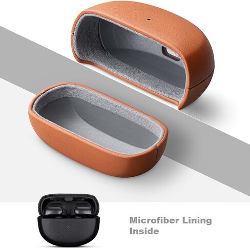 LOPIE Designed for Bose Ultra Leather Case Cover, Handmade Case Fully-Wrapped with Top Grain Leather, Protective Hard Shell Cover for Bose Ultra Open Earbuds - Black in Kuwait