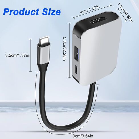 XMSJSIY USB Type-C HUB 3 في 1 محول فاصل متعدد الأطوار مع 4K HDMI و 5GBPS USB 3.0 و 100W TYPE-C PD نقل البيانات السريعة والشحن للكمبيوتر المحمول ، الكمبيوتر ، الهاتف التلفزيوني -1pcs in Kuwait