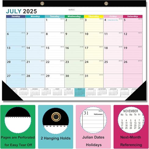 تقويم مكتب 2024-2025 تقويم مكتبي شهري من يناير 2024 إلى يونيو 2025 10 بوصة × 8 بوصة تقويم مكتبي قابل للطي مع ورق سميك قوي مزدوج الأسلاك وكتل كتابة للعام الجديد وعيد الميلاد in Kuwait
