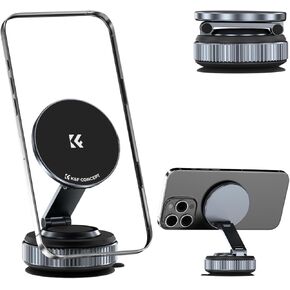 K&F Concept 360° Vacuum Magnetic Car Mount, Foldable Magnetic Phone Holder for Car, 3 Axis Adjustable Magnetic Phone Holder for You Car and Smooth Surface, Compatible with All Cellphones in Saudi Arabia