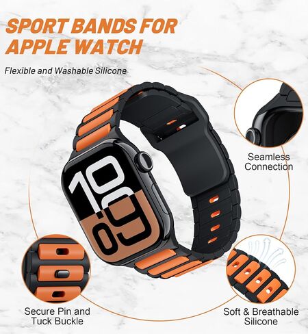 Sport Band for Apple Watch Bands for Men 44mm 45mm 46mm 49mm 42mm, Soft Silicone Replacement Strap Wristbands Compatible with IWatch Series 10 9 8 7 6 5 4 3/SE 2nd/Ultra 2 in Saudi Arabia