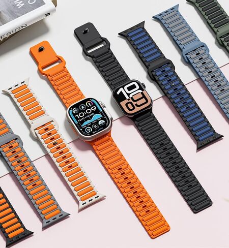 Sport Band for Apple Watch Bands for Men 44mm 45mm 46mm 49mm 42mm, Soft Silicone Replacement Strap Wristbands Compatible with IWatch Series 10 9 8 7 6 5 4 3/SE 2nd/Ultra 2 in Saudi Arabia