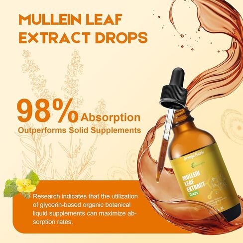 قطرات Mullein لسائل الرئتين - دعم ملحق الأعشاب الجهاز التنفسي ، مستخلص أوراق Mullein لتنظيف الرئتين مع Cordyceps ، جذر الجذر والعرق الخقيل 4 Fl Oz 2 Pack in Saudi Arabia