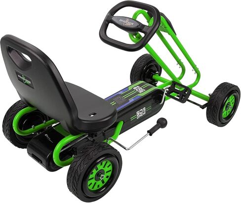 Crew Rocket Pedal Go Kart - Red | Pedal Car | Ride On Toys for Boys & Girls with Ergonomic Adjustable Seat & Sharp Handling, Ages 4+ (U918002), Large in Kuwait