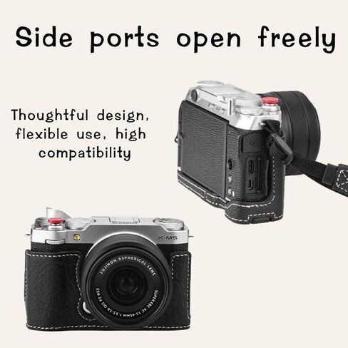 مجموعة حالة الكاميرا الواقية ل fujifilm x-m5 ، نصف علبة جلدية لكاميرا fujifilm x-m5 ، مع حزام الكتف (أسود) in Kuwait