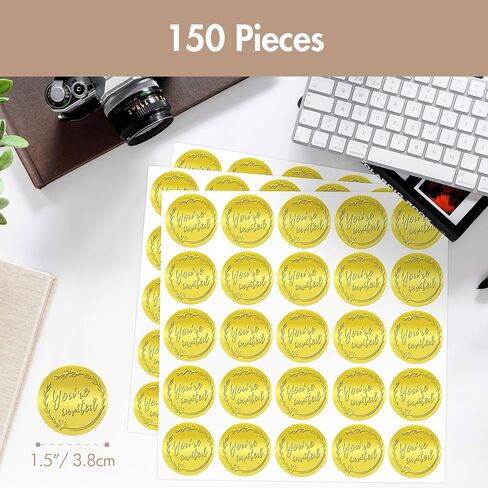 150 PCS Award Certificate Seals, Gold Foil Embossed Official Seal of Excellence, Metallic Embossing Stickers with Serrated Edge Self-Adhesive Wafer Stickers Seal Labels for Certificate (2" Each) in Saudi Arabia