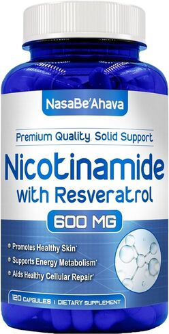 NasaBeahava Nicotinamide with Resveratrol 120 Veggie Capsules Vitamin B3 600mg (Niacinamide Flush Free) in Kuwait
