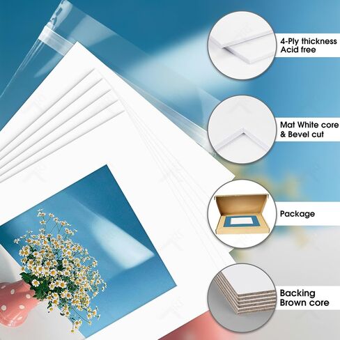 Golden State Art, 10 Pack 16x20 Mat for 11x14 Pictures with Backing & Bags in Kuwait