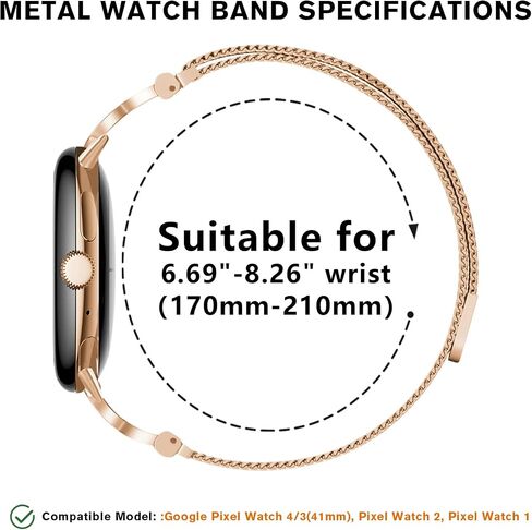 Metal Magnetic Band Compatible with Google Pixel Watch 4/3 41mm,Stainless Steel Dressy Mesh Loop with X-Shape Diamond Women for Google Pixel 4/3/2/1 in Kuwait
