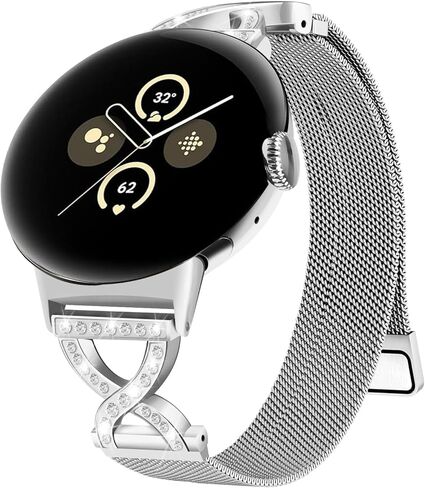 النطاق المغناطيسي المعدني متوافق مع Google Pixel Watch 4/3 41 مم ، حلقة شبكية مقاومة للضرب مع نساء X-shape لـ Google Pixel 4/3/2/1 in Kuwait