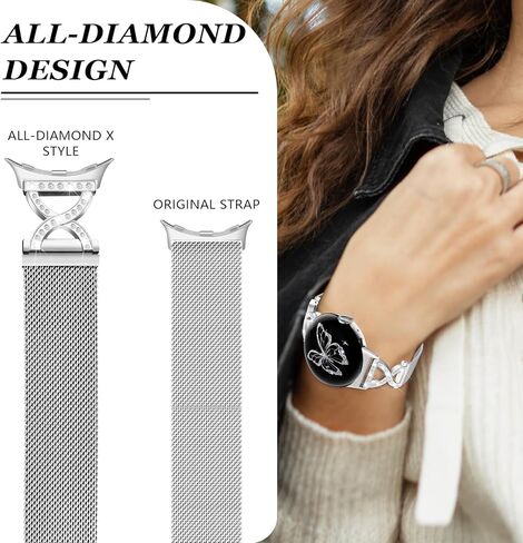 النطاق المغناطيسي المعدني متوافق مع Google Pixel Watch 4/3 41 مم ، حلقة شبكية مقاومة للضرب مع نساء X-shape لـ Google Pixel 4/3/2/1 in Kuwait