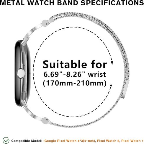النطاق المغناطيسي المعدني متوافق مع Google Pixel Watch 4/3 41 مم ، حلقة شبكية مقاومة للضرب مع نساء X-shape لـ Google Pixel 4/3/2/1 in Kuwait