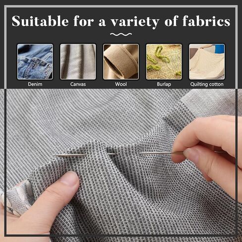 38 Pcs Long Sewing Needles Set 3.9 inch to 6.8 inch Large Eye Stitching Needles Upholstery Needles Sack Needle Triangle Needle Curved Needle Doll Making for Quilting Darning in Kuwait