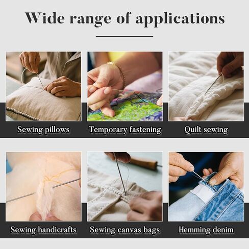 38 Pcs Long Sewing Needles Set 3.9 inch to 6.8 inch Large Eye Stitching Needles Upholstery Needles Sack Needle Triangle Needle Curved Needle Doll Making for Quilting Darning in Kuwait