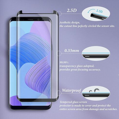 2 Pack Galaxy S9 Plus Screen Protector, Tempered Glass [3D Curved] [Full Coverage] [Anti Scratch][HD Clear] Screen Protector for Samsung Galaxy S9 Plus in Saudi Arabia