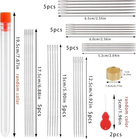 38 Pcs Long Sewing Needles Set 3.9 inch to 6.8 inch Large Eye Stitching Needles Upholstery Needles Sack Needle Triangle Needle Curved Needle Doll Making for Quilting Darning in Kuwait