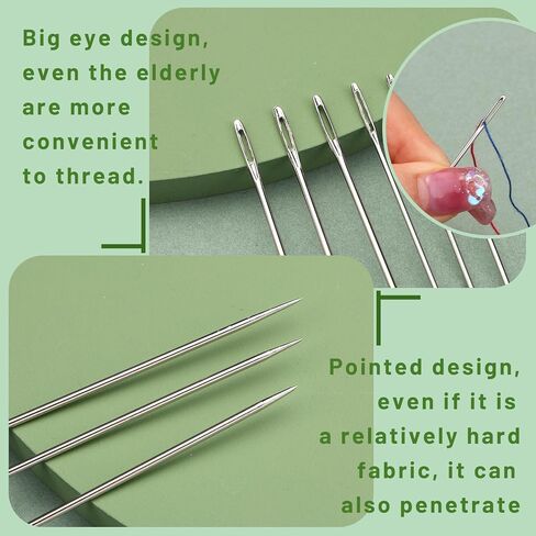 38 Pcs Long Sewing Needles Set 3.9 inch to 6.8 inch Large Eye Stitching Needles Upholstery Needles Sack Needle Triangle Needle Curved Needle Doll Making for Quilting Darning in Kuwait