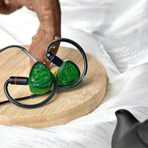Wan'er S.G II Emerald Dragon in Ear Monitor, Gaming IEM Earphones, HiFi Wired Earphones with 10mm PET Diaphragm Dynamic Driver, Flat 0.78mm 2-pin Tangle-Free Detachable Cable (3.5mm with Mic) in Kuwait