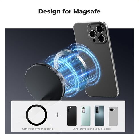 K&F Concept 360° Vacuum Magnetic Car Mount, Foldable Magnetic Phone Holder for Car, 3 Axis Adjustable Magnetic Phone Holder for You Car and Smooth Surface, Compatible with All Cellphones in Saudi Arabia