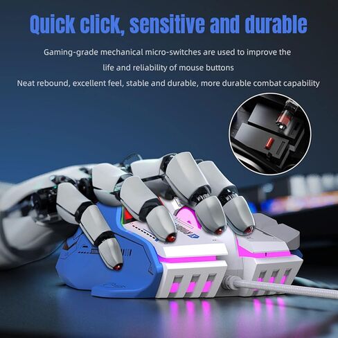 Wired Gaming Mouse, 6 Speed, 12800DPI, 10 Buttons, Macro Programmable Wired RGB Gaming Mouse with 13 RGB Lighting Modes (White) in Kuwait