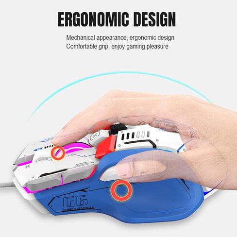 Wired Gaming Mouse, 6 Speed, 12800DPI, 10 Buttons, Macro Programmable Wired RGB Gaming Mouse with 13 RGB Lighting Modes (White) in Kuwait