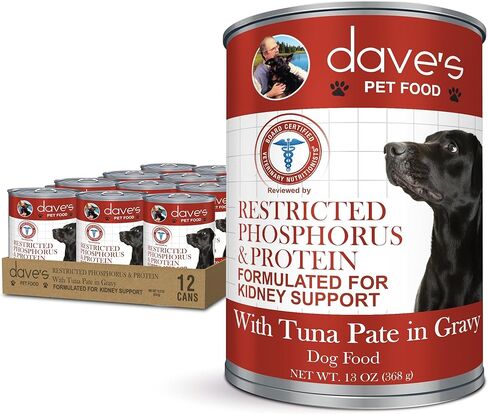ديفز أغذية الحيوانات الأليفة لدعم الكلى للكلاب مع دعم الكلى (باتيون التونة)، طعام الكلاب الكلوي الرطب، منخفض الفوسفور بدون وصفة طبية، فيتامينات ومعادن مضافة، تركيبة بيطرية (5.5 أونصة، حزمة من 12) in Kuwait