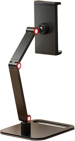 Adjustable Phone and Tablet Stand, Black, Heavy Alloy Base, Triple Damping Shaft, 6-11 Inch Clamp Range, Desktop Display Mount with Self-Locking Spring Clips in Saudi Arabia