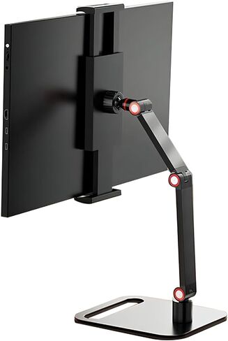 Adjustable Phone and Tablet Stand, Black, Heavy Alloy Base, Triple Damping Shaft, 6-11 Inch Clamp Range, Desktop Display Mount with Self-Locking Spring Clips in Saudi Arabia